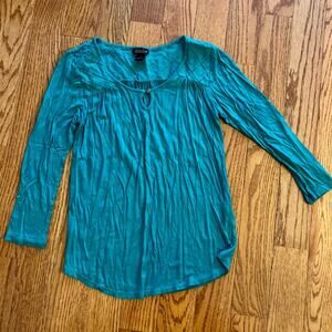 LUCKY BRAND Long Sleeve Green Rayon Shirt Women's Size Small